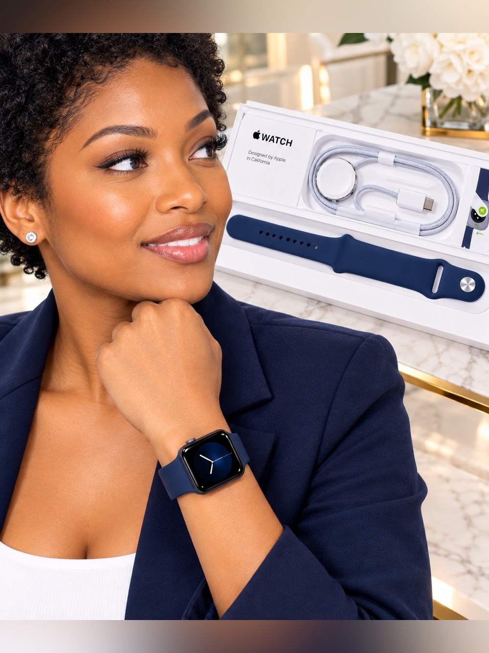 Apple Watch SE with Dark Blue Sport Band-Sleek. Stylish. Ready to Wear. - Picture 5 of 5